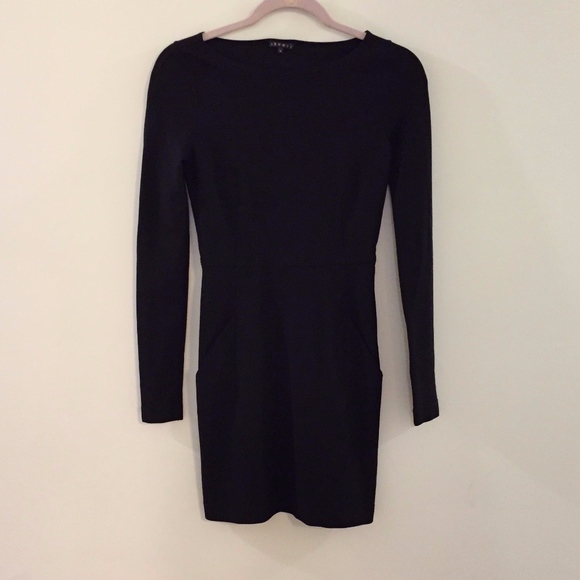 Theory Black Long Sleeve Sheath Dress 